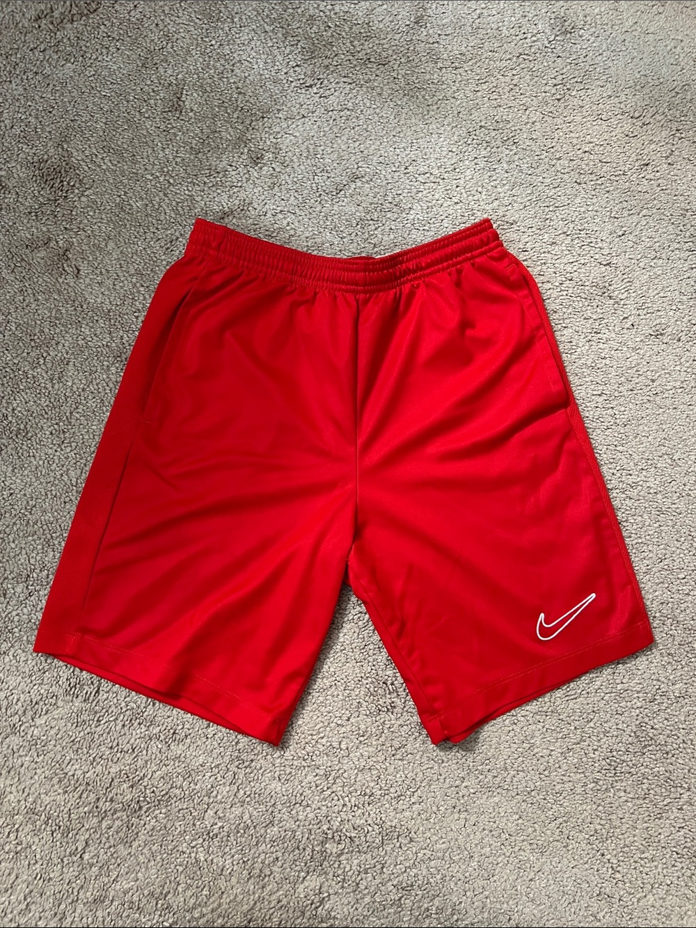 Nike Boy’s Dri Fit  Red Athletic Shorts with White Swoosh